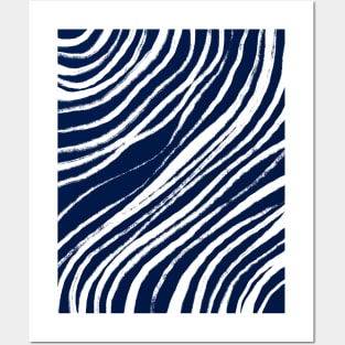 Navy Blue and White Abstract Pattern Posters and Art